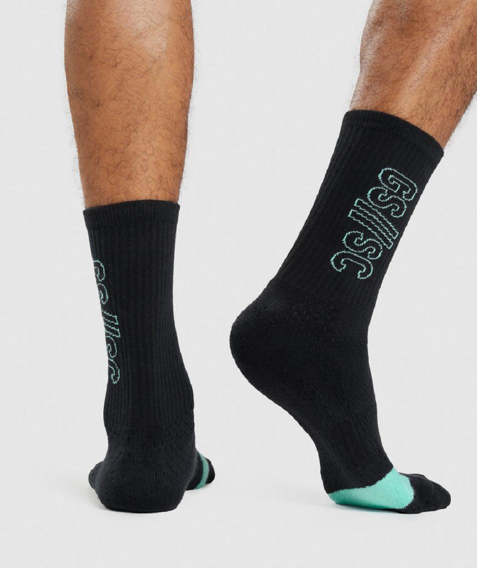 Calcetines Gymshark Gymshark//Steve Cook Crew Accessories Negras | CO 4176RVD